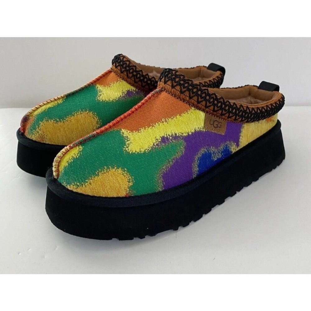 UGG Slippers Women's 6 Tasman Pridepop Tazz Slip On Fur Brown Platform 1144231